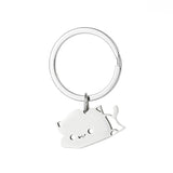 2pcs Stainless Steel Cat Keychain Couple Lover Matching Keyring Pendants