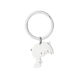 2pcs Stainless Steel Cat Keychain Couple Lover Matching Keyring Pendants