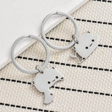 2pcs Stainless Steel Cat Keychain Couple Lover Matching Keyring Pendants