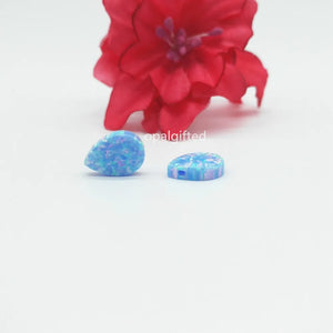 (2pcs/lot)Synthetic 8*11mm Blue/White Opal Pear/Drop Shape Opal beads Pendant