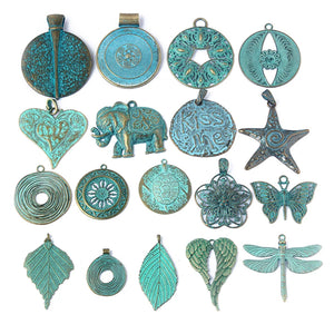 Verdigris Patina Elephant/Heart/Leaf/Flower Pendant Jewelry Material