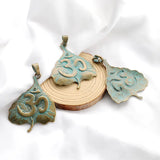 2pcs Verdigris Patina Heart Leaf Charms Tribal Totem Pendant