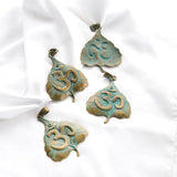 2pcs Verdigris Patina Heart Leaf Charms Tribal Totem Pendant