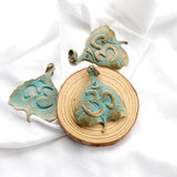 2pcs Verdigris Patina Heart Leaf Charms Tribal Totem Pendant