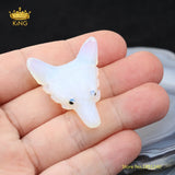 2pcs/lot Wolf Head Pendants for Jewelry Making, Carved Animal Charms