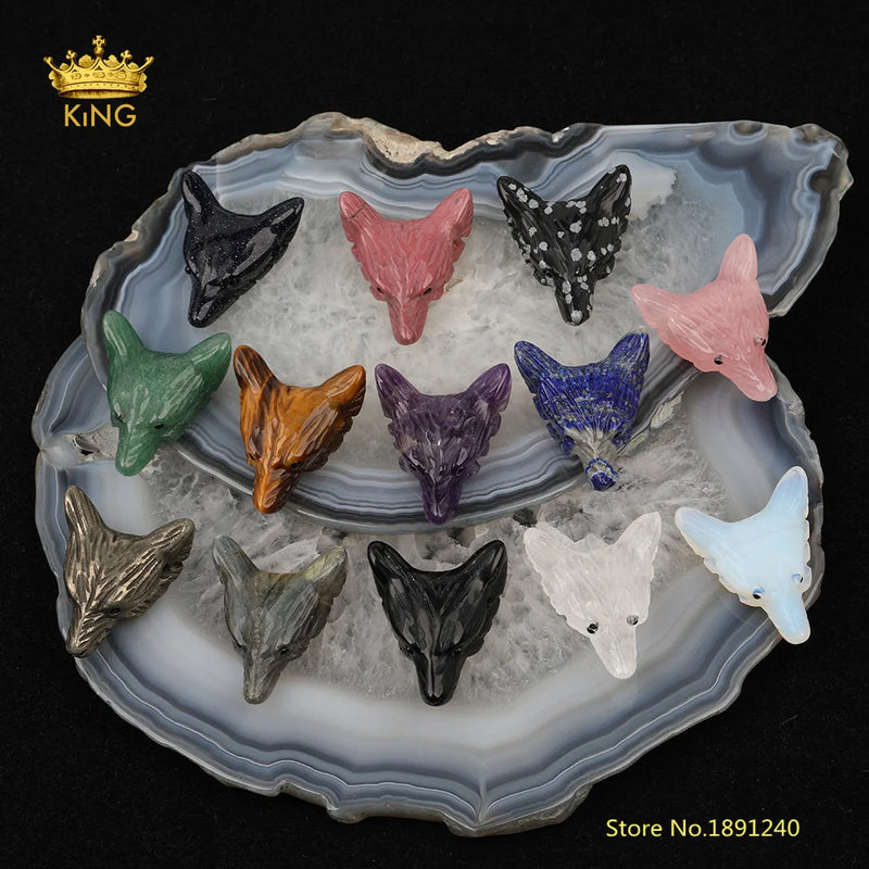 2pcs/lot Wolf Head Pendants for Jewelry Making, Carved Animal Charms