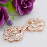 2pcs Women's High micro-hotstone rose double-ring pearl buckle