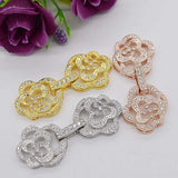 2pcs Women's High micro-hotstone rose double-ring pearl buckle