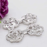 2pcs Women's High micro-hotstone rose double-ring pearl buckle