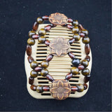 2pcs African Butterfly Sunflower Hair Comb with Wooden Beads