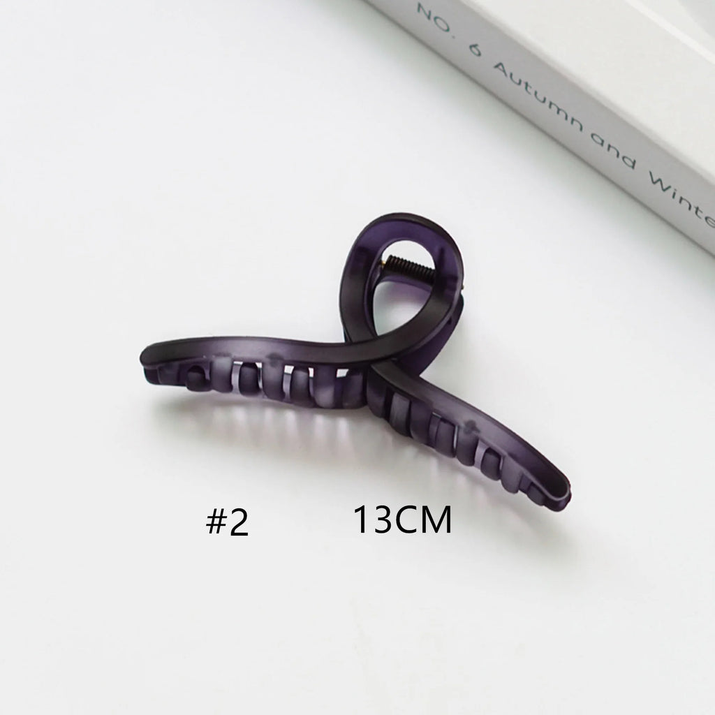 2pcs Oversized Shark Clip Solid Frosted Cross Grab Hair Clip