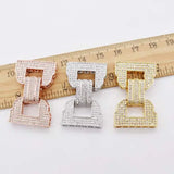 2pcs 18k Gold Plated CZ Micro Pave D Shape Clasp