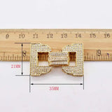2pcs 18k Gold Plated CZ Micro Pave D Shape Clasp