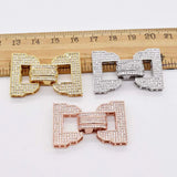 2pcs 18k Gold Plated CZ Micro Pave D Shape Clasp
