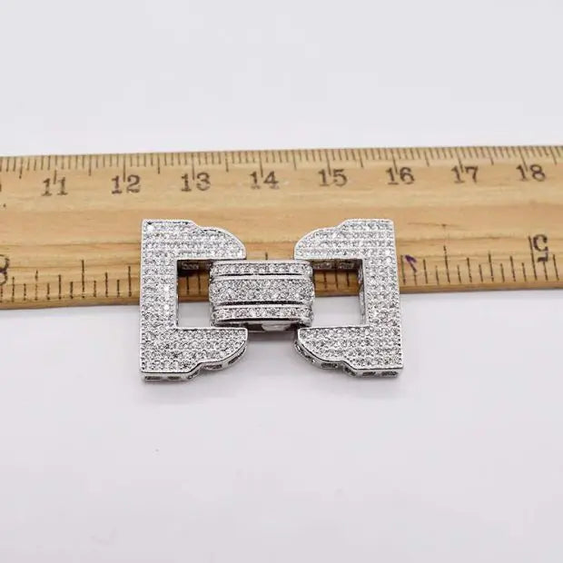 2pcs 18k Gold Plated CZ Micro Pave D Shape Clasp