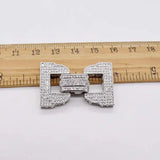 2pcs 18k Gold Plated CZ Micro Pave D Shape Clasp