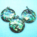 2pcs Abalone Shell Pendants 40mm Round Shape Mother of Pearl One Face Designs