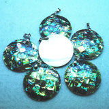 2pcs Abalone Shell Pendants 40mm Round Shape Mother of Pearl One Face Designs