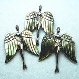 2pcs Abalone Shell Brooch Angels with Wing 65x43mm