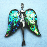 2pcs Abalone Shell Brooch Angels with Wing 65x43mm