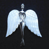 2pcs Abalone Shell Brooch Angels with Wing 65x43mm