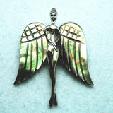 2pcs Abalone Shell Brooch Angels with Wing 65x43mm