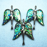 2pcs Abalone Shell Brooch Angels with Wing 65x43mm
