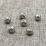 2pcs 925 Silver Om mani padme hum Round Ball Beads 8mm