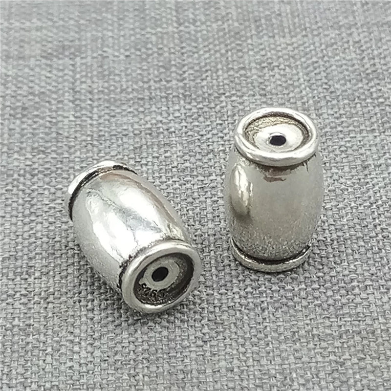 2pcs 925 Sterling Silver Plain Barrel Beads for Bracelet Necklace Spacer