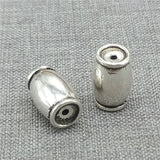 2pcs 925 Sterling Silver Plain Barrel Beads for Bracelet Necklace Spacer