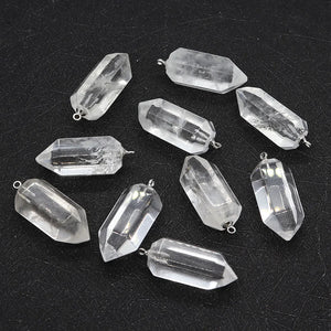 2pcs 12x32mm Clear Quartz Crystal Pendants DIY Necklace Earrings