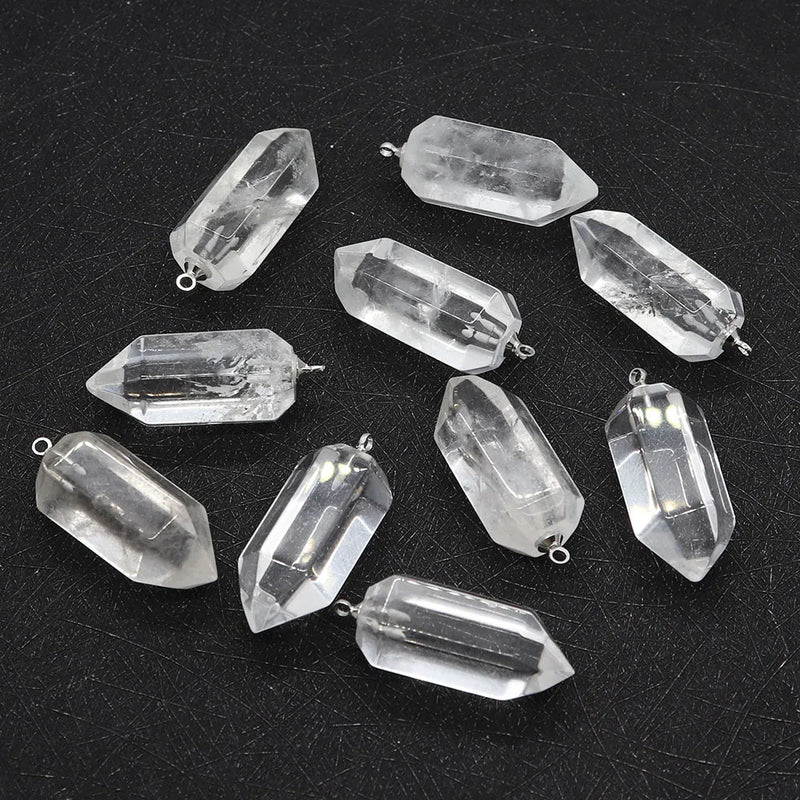 2pcs 12x32mm Clear Quartz Crystal Pendants DIY Necklace Earrings
