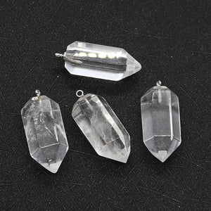 2pcs 12x32mm Clear Quartz Crystal Pendants DIY Necklace Earrings