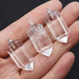 2pcs 12x32mm Clear Quartz Crystal Pendants DIY Necklace Earrings
