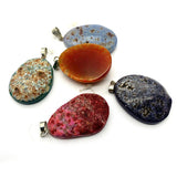 2pcs Natural Agate Stone Pendants 5 Colors 31x43mm Size