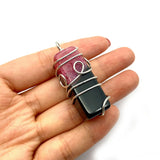 2pcs Natural Stone Pendants Agate Rectangle 4 Colors DIY Necklace 19x40mm