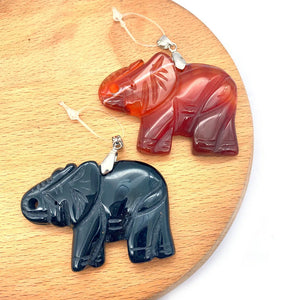 2pcs/pack Red Natural Agate Elephant Pendants DIY Necklace Accessions