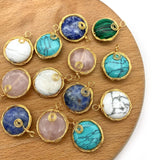 2pcs Natural Stone Jewelry Pendants DIY Necklace Charms 18x24mm