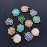2pcs Natural Stone Jewelry Pendants DIY Necklace Charms 18x24mm