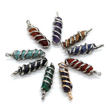 2pcs Natural Stone Pendants Hexagon Charms DIY Necklace Jewelry 12 Colors