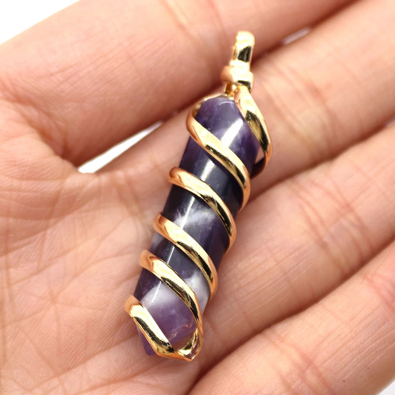 2pcs Natural Stone Pendants Hexagon Charms DIY Necklace Jewelry 12 Colors