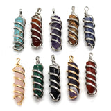 2pcs Natural Stone Pendants Hexagon Charms DIY Necklace Jewelry 12 Colors