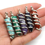 2pcs Natural Stone Pendants Hexagon Charms DIY Necklace Jewelry 12 Colors