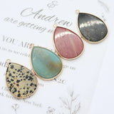 2pcs Natural Stone Pendants Water Drop Shaped Agate DIY Necklace Accessory