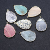 2pcs Natural Stone Pendants Water Drop Shaped Agate DIY Necklace Accessory