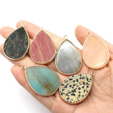 2pcs Natural Stone Pendants Water Drop Shaped Agate DIY Necklace Accessory