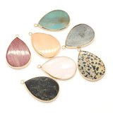 2pcs Natural Stone Pendants Water Drop Shaped Agate DIY Necklace Accessory