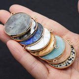 2pcs Round Stone Pendants Natural Semi-precious DIY 30mm 9Colors