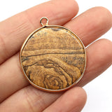 2pcs Round Stone Pendants Natural Semi-precious DIY 30mm 9Colors