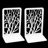Geometric Bird Tree Metal Bookends Desk Organizer Shelf